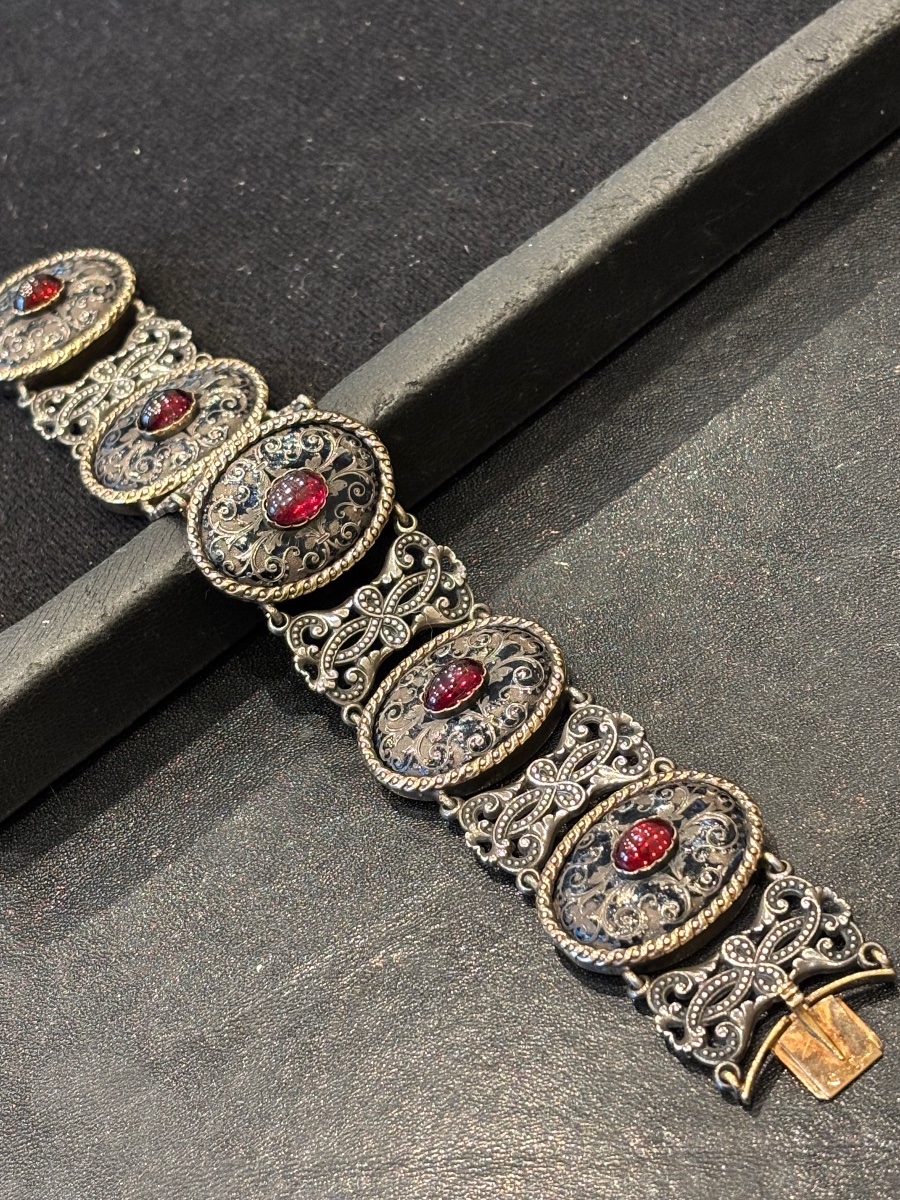 JULES WIESE  BRACELET en or 750/1000 et argent 800/1000 vers 1860