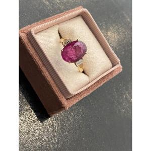 Bague rubis non chauffé 5,23 carats avec Certificat