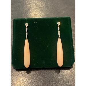 Pair Of 18k White Gold Diamond Earrings