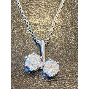 chaine+pendentif or 750 toi et moi 2 diamants 0,55cts chacun