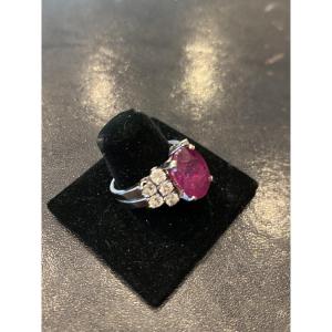 bague rubis 5,23 cts non chauffé certificat