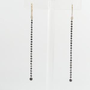 Paire de pendants d'oreille diamants noirs et blancs or 18 cts