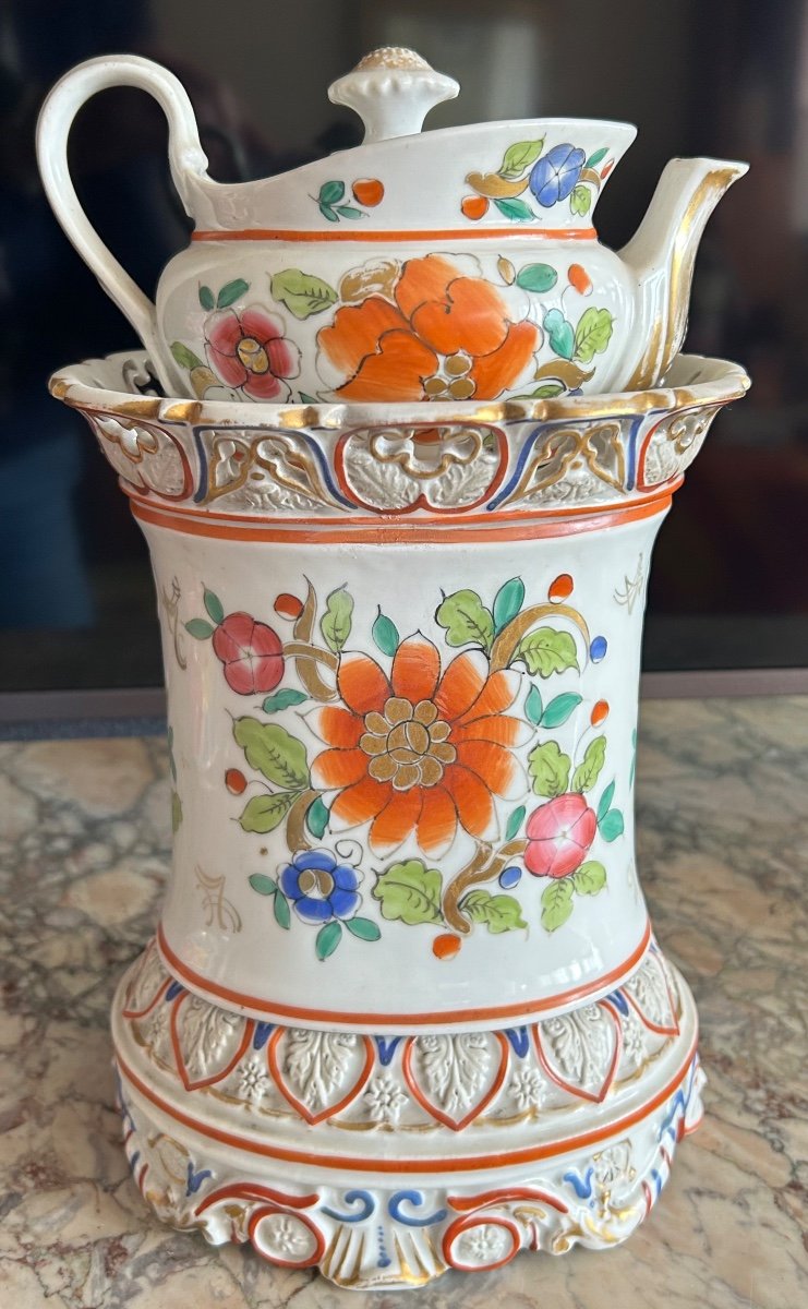 Imari Porcelain Tea Pot Red Flowers -photo-2