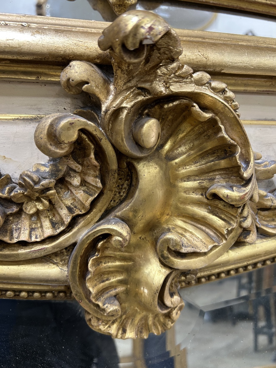 Trumeau Louis XV de cheminée glace biseauté 116/113x171cm-photo-2