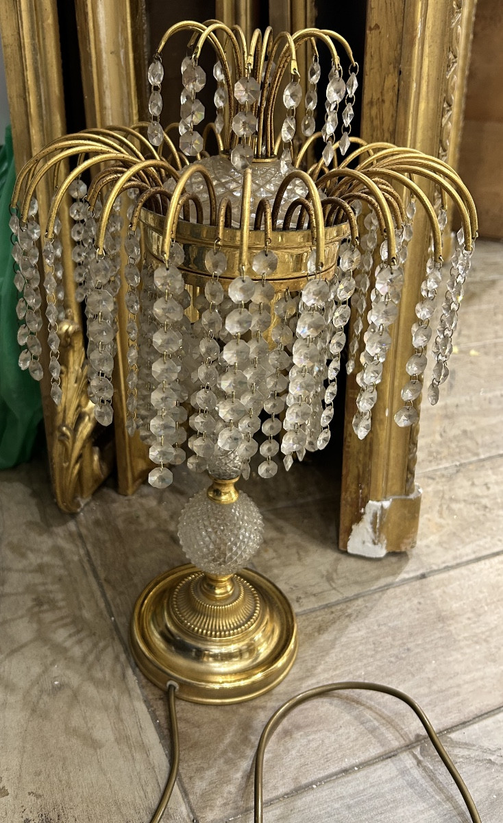 Lampe à pampilles bronze -photo-2