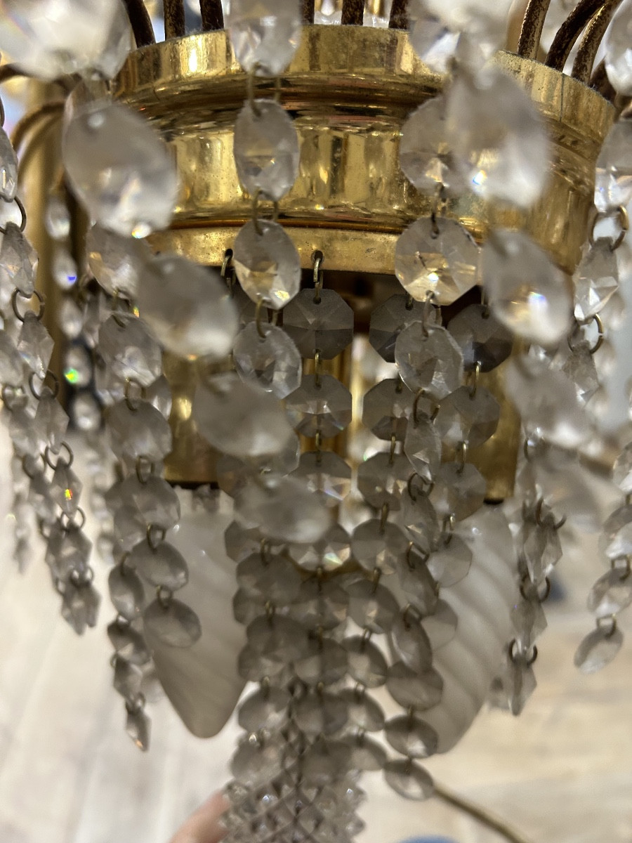 Lampe à pampilles bronze -photo-2