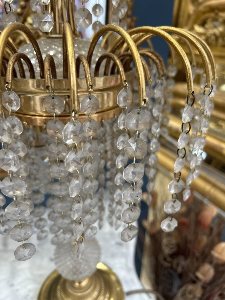 Lampe à pampilles bronze -photo-5