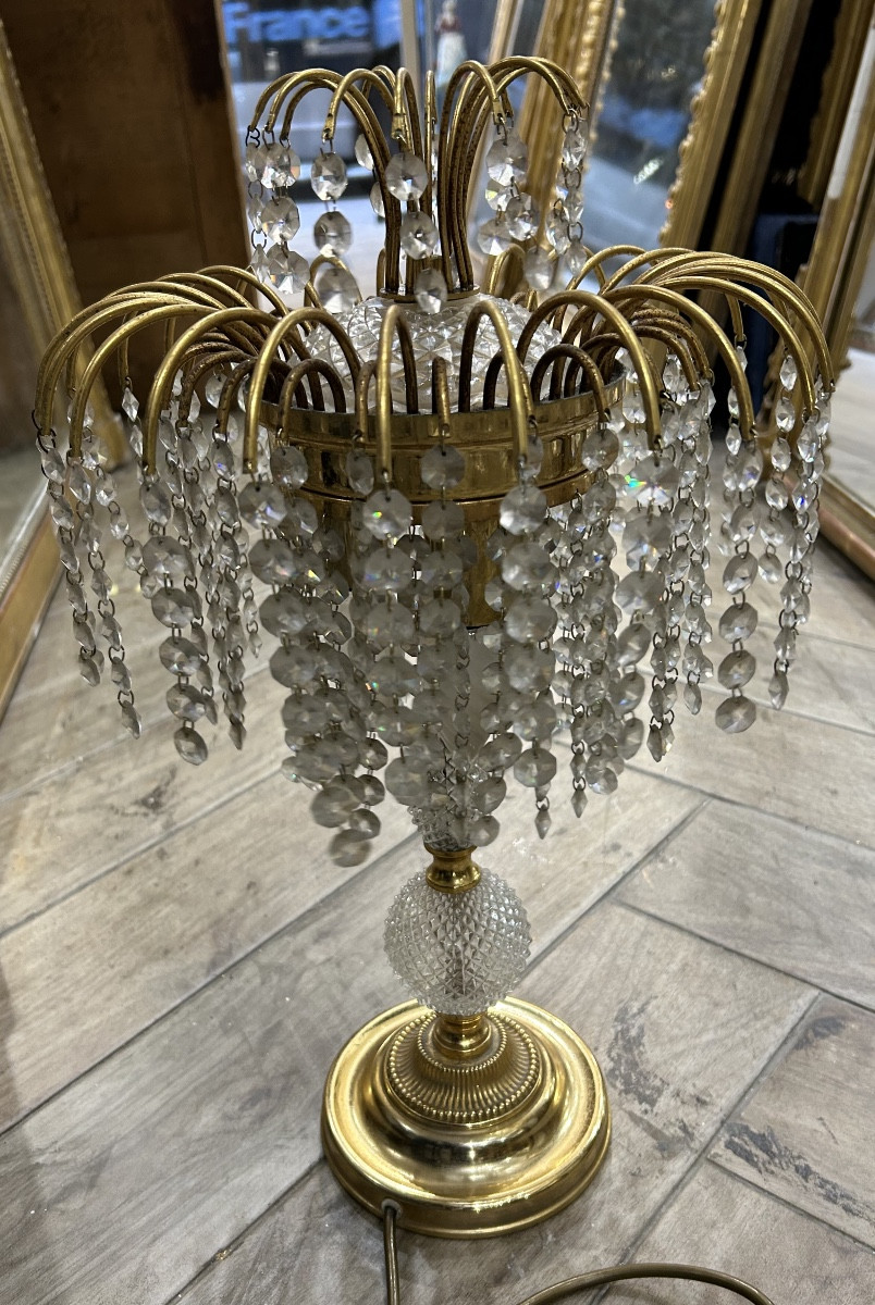 Lampe à pampilles bronze 