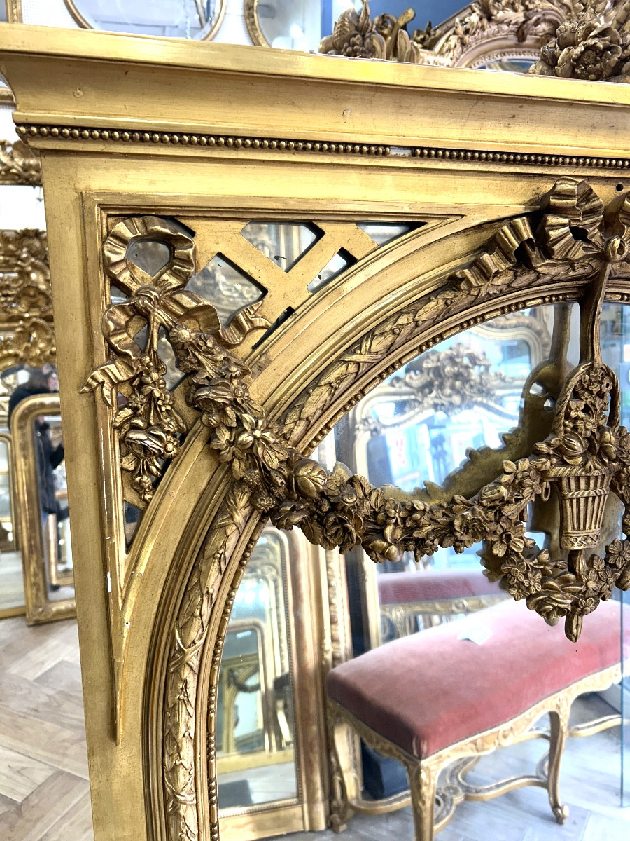 Miroir Louis XVI 96/90x168 cm glace de cheminée -photo-3