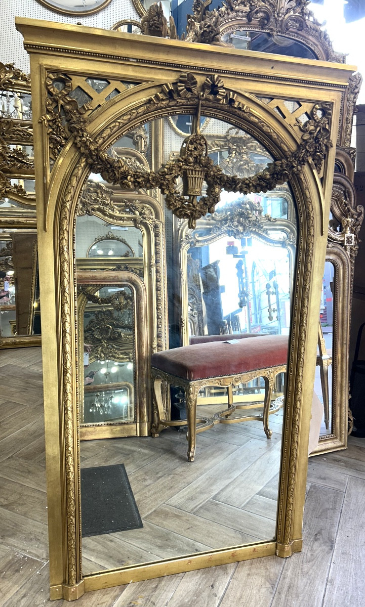 Miroir Louis XVI 96/90x168 cm glace de cheminée 