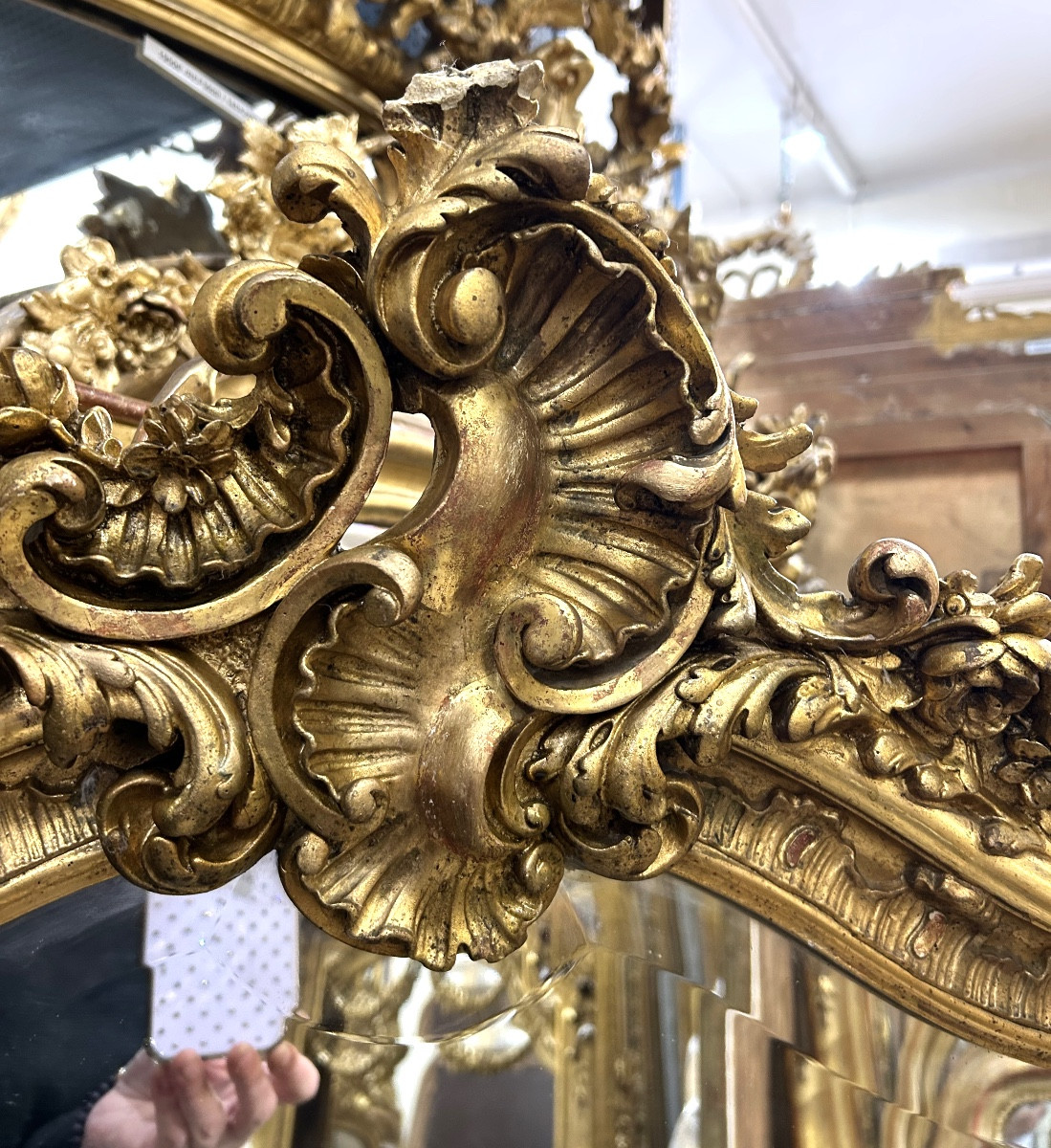 Miroir Louis XV glace ancienne 100x158 cm-photo-2