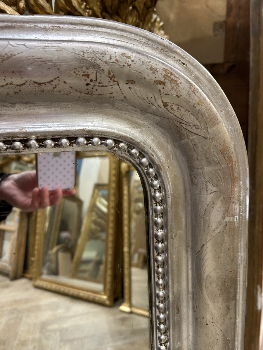 Miroir Louis Philippe argenté 96x137 cm-photo-2