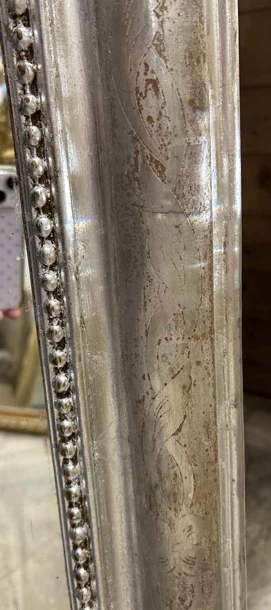 Miroir Louis Philippe argenté 96x137 cm-photo-3