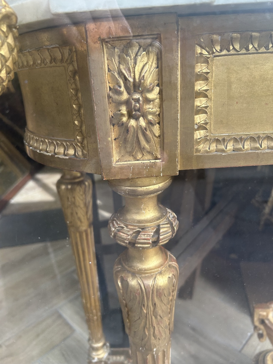 Louis XVI Gilt Console Table With 4 Feet -photo-4