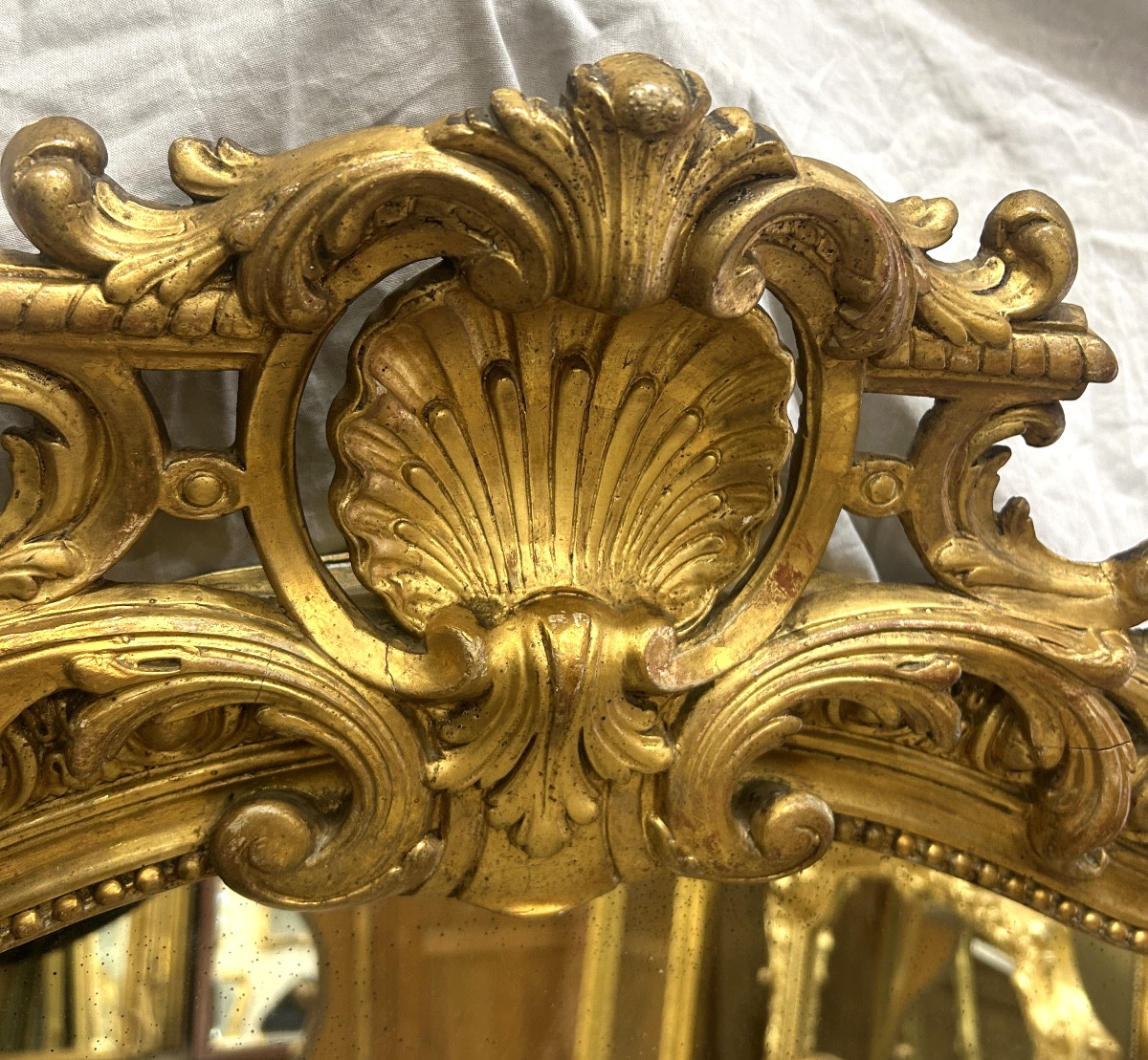 Miroir Louis XV glace ancienne 95x145 cm-photo-2