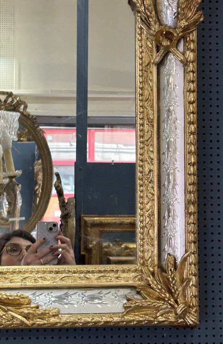 Louis XV Style Mirror With Enclosed Glass Panes, Venetian Glass -photo-2