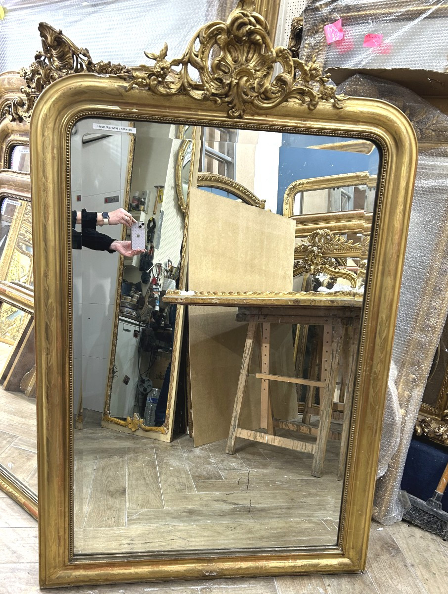 Louis Philippe Louis XV Pediment Mirror,100x156 Cm Beveled Glass