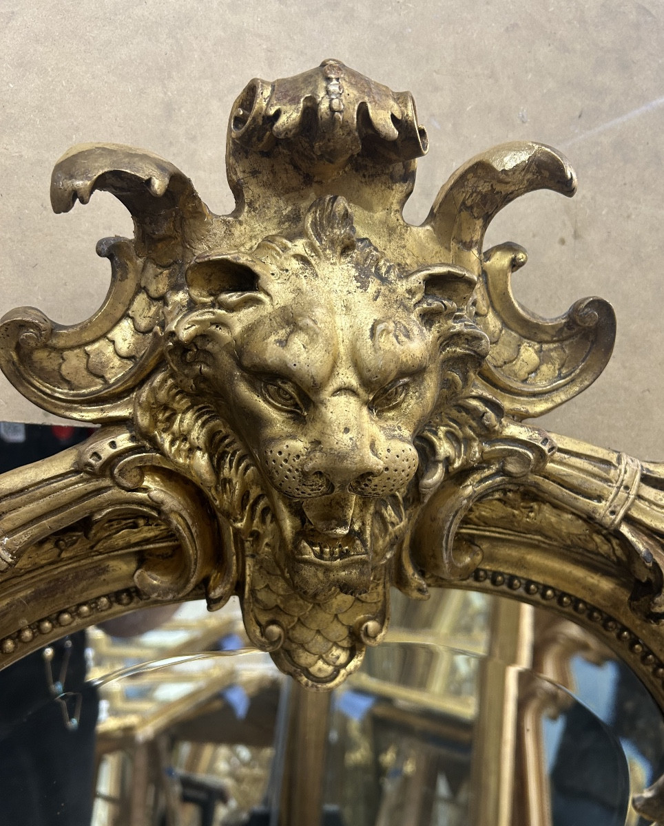 Miroir tête de lion glacé biseauté -photo-2