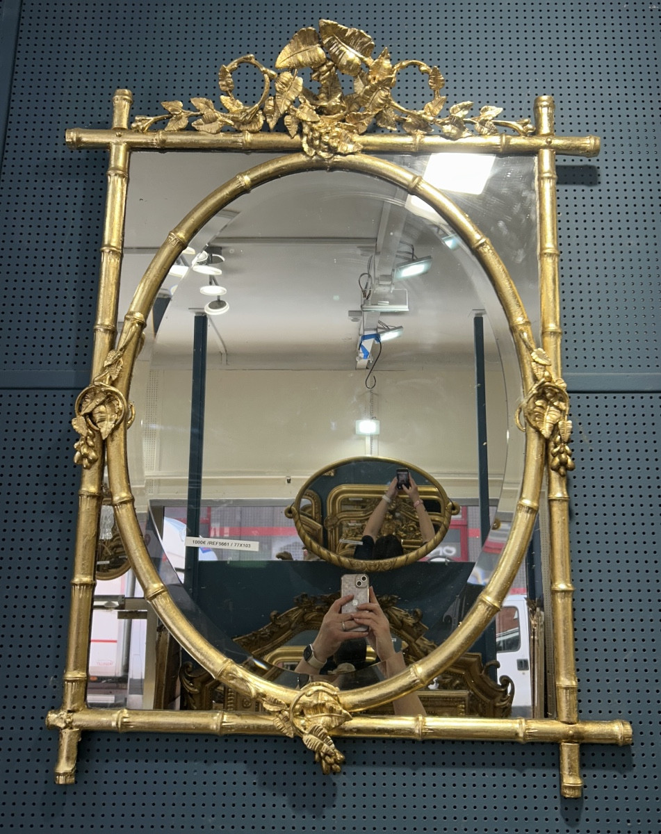 Miroir à facette glace ancienne 77x103 cm