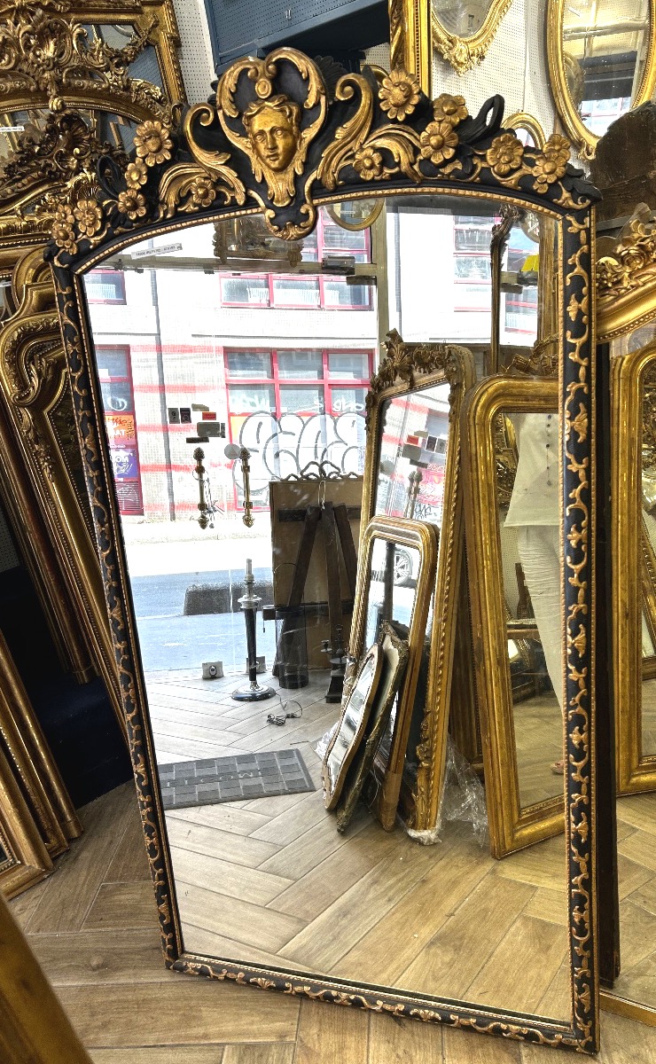 Black And Gold Antique-style Mirror, 97 X 183 Cm