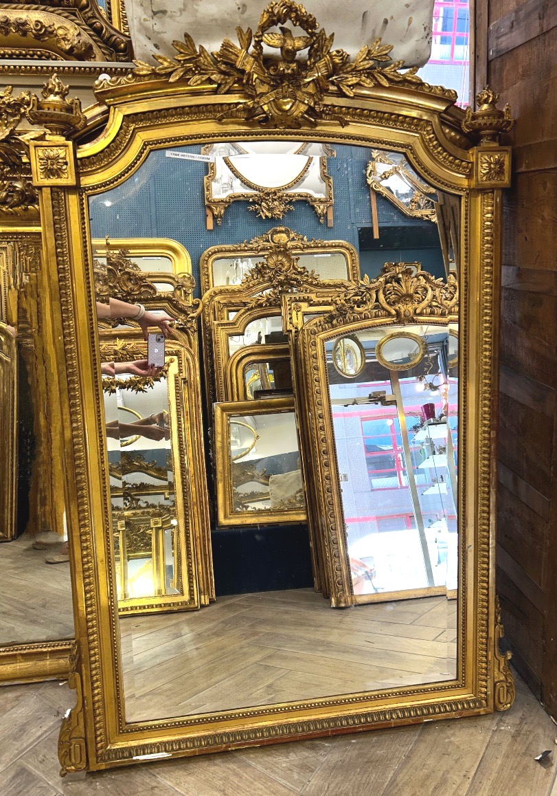 Miroir Louis XVI glace oiseau 113x164cm