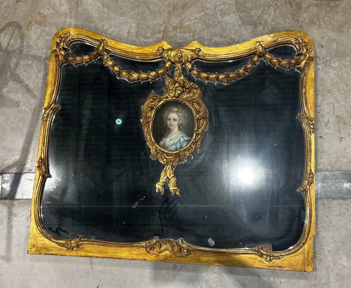 Miroir Louis XVI glace ancienne 90x104 cm-photo-2