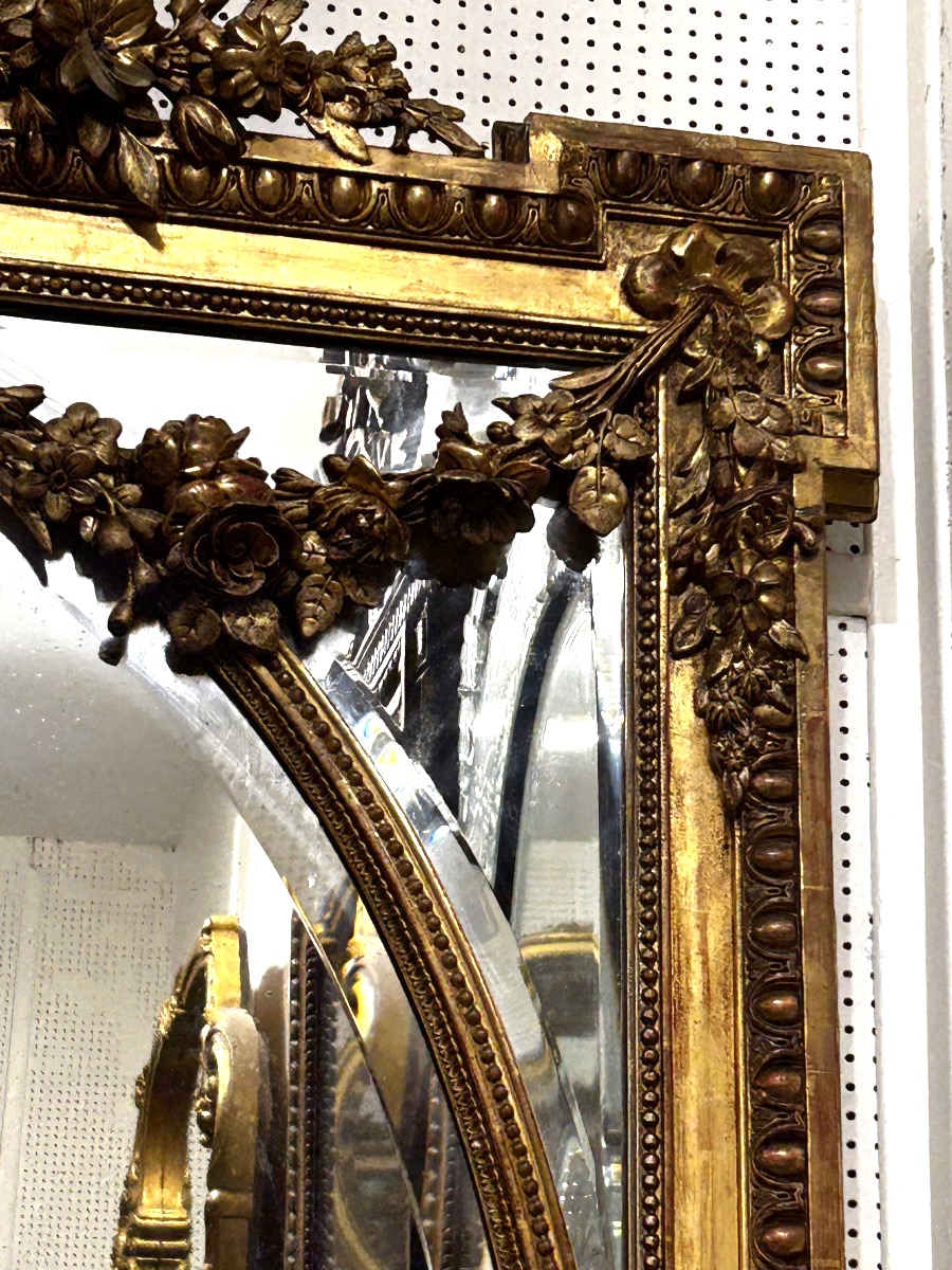 Louis XVI Faceted Mirror, 108 X 158 Cm, Beveled Glass -photo-3