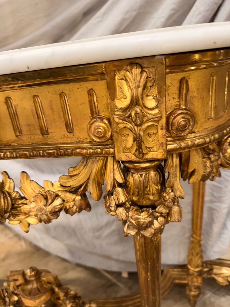 4-legged Console Table In Gilded Wood -photo-3