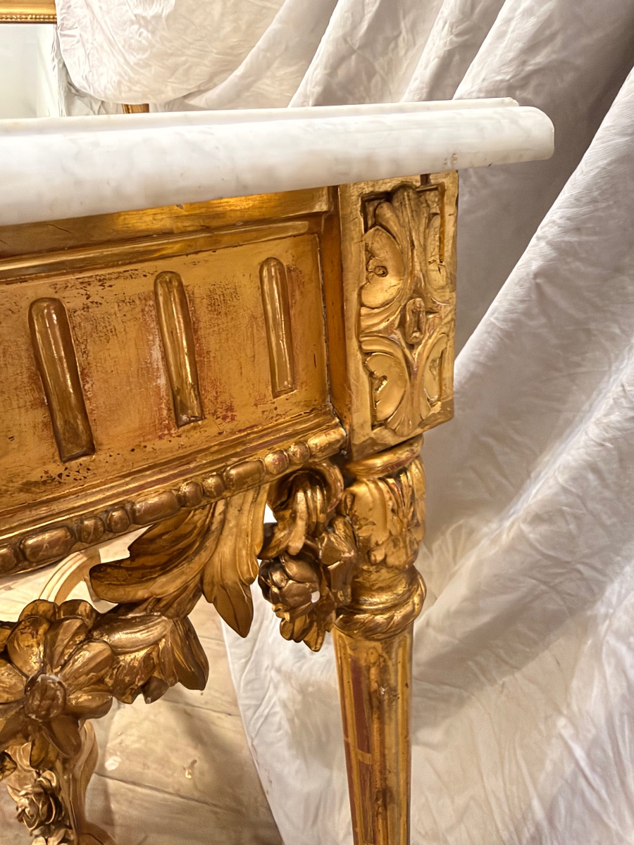 4-legged Console Table In Gilded Wood -photo-4