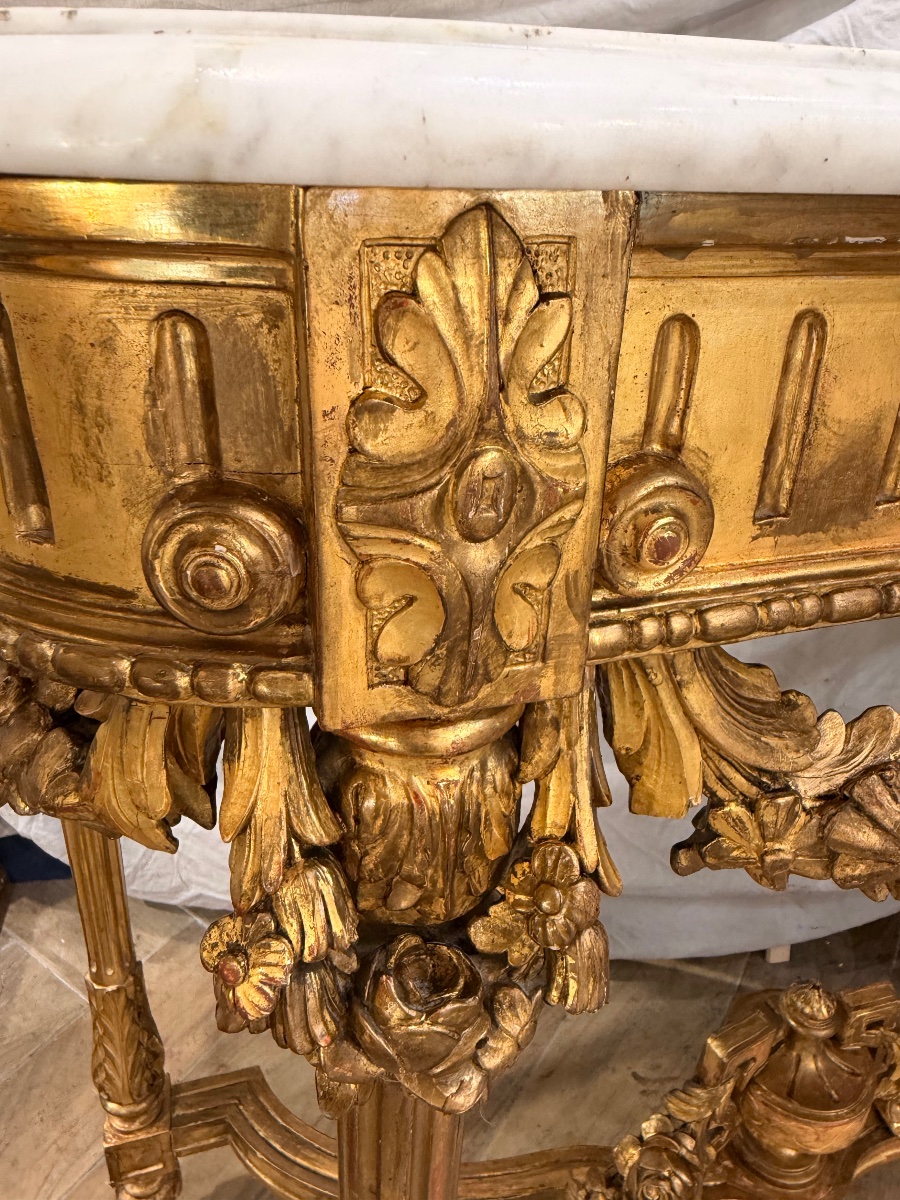 4-legged Console Table In Gilded Wood -photo-2