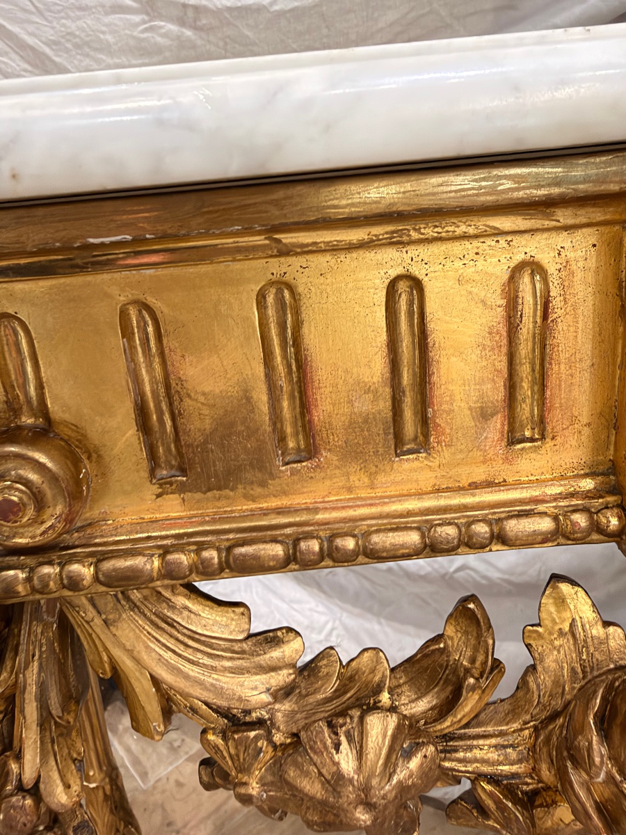 4-legged Console Table In Gilded Wood -photo-3