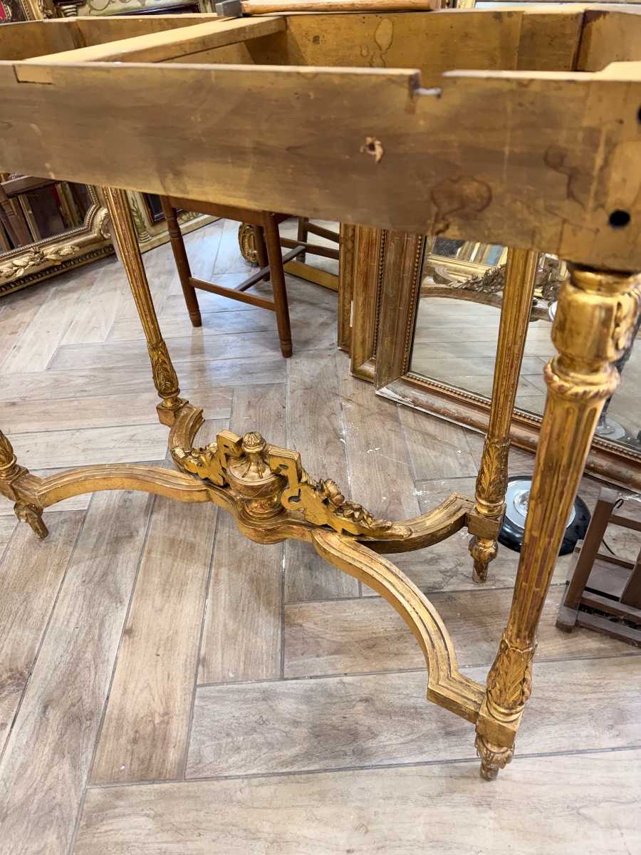 4-legged Console Table In Gilded Wood -photo-4