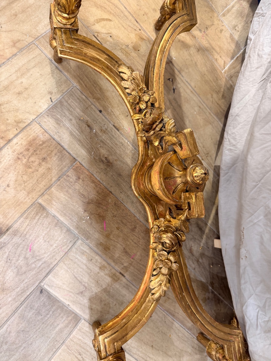 4-legged Console Table In Gilded Wood -photo-6
