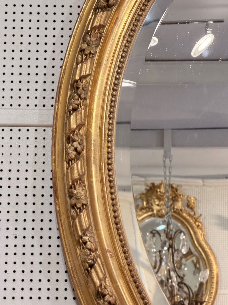 Miroir ovale Louis XVI glace biseauté 82x115 cm-photo-4