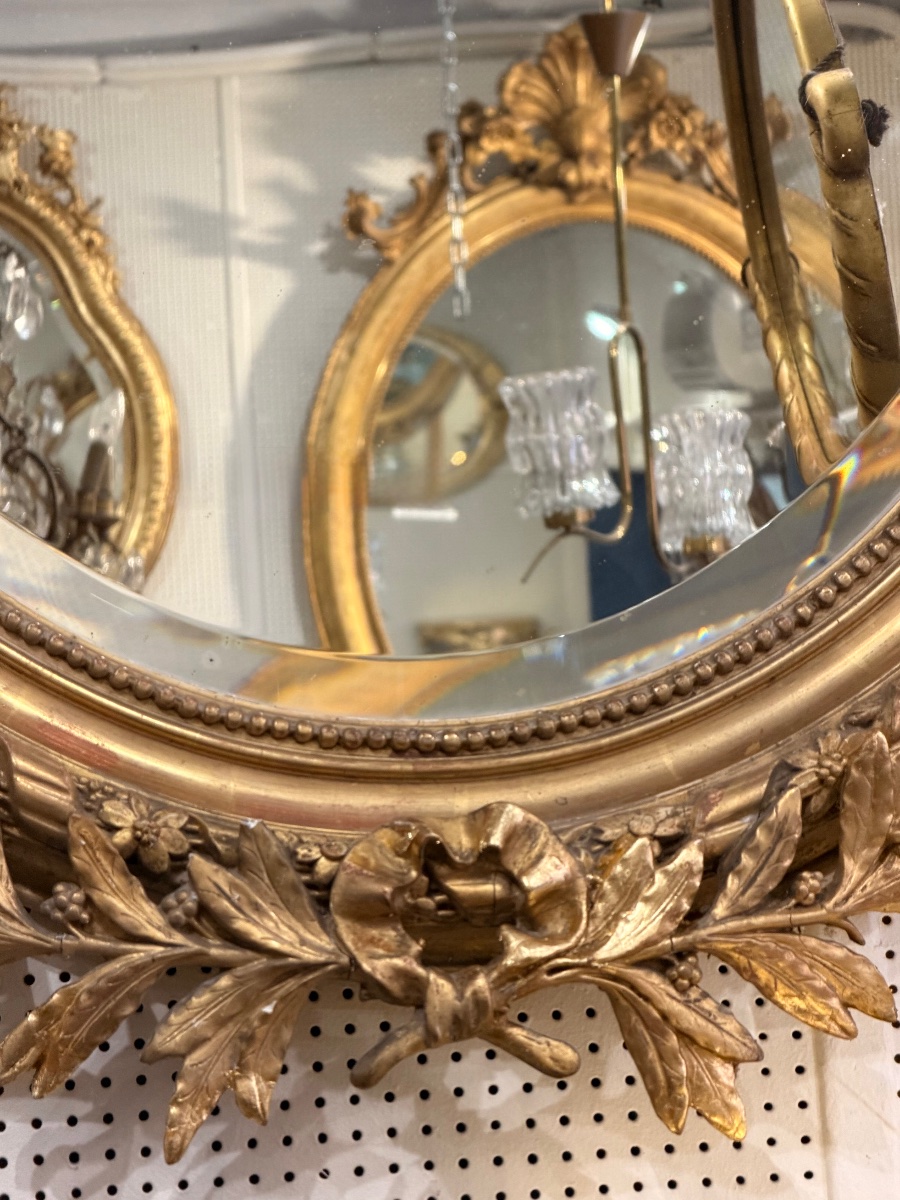 Miroir ovale Louis XVI glace biseauté 82x115 cm-photo-1