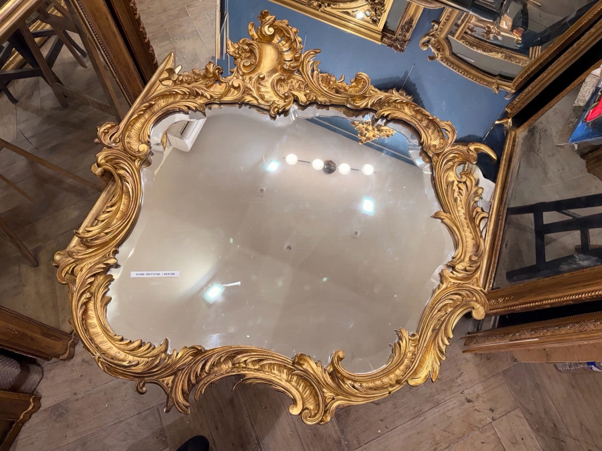 Wide Louis XV Mirror, Beveled Glass, 95x100 Cm-photo-2