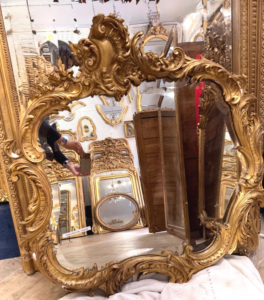 Wide Louis XV Mirror, Beveled Glass, 95x100 Cm