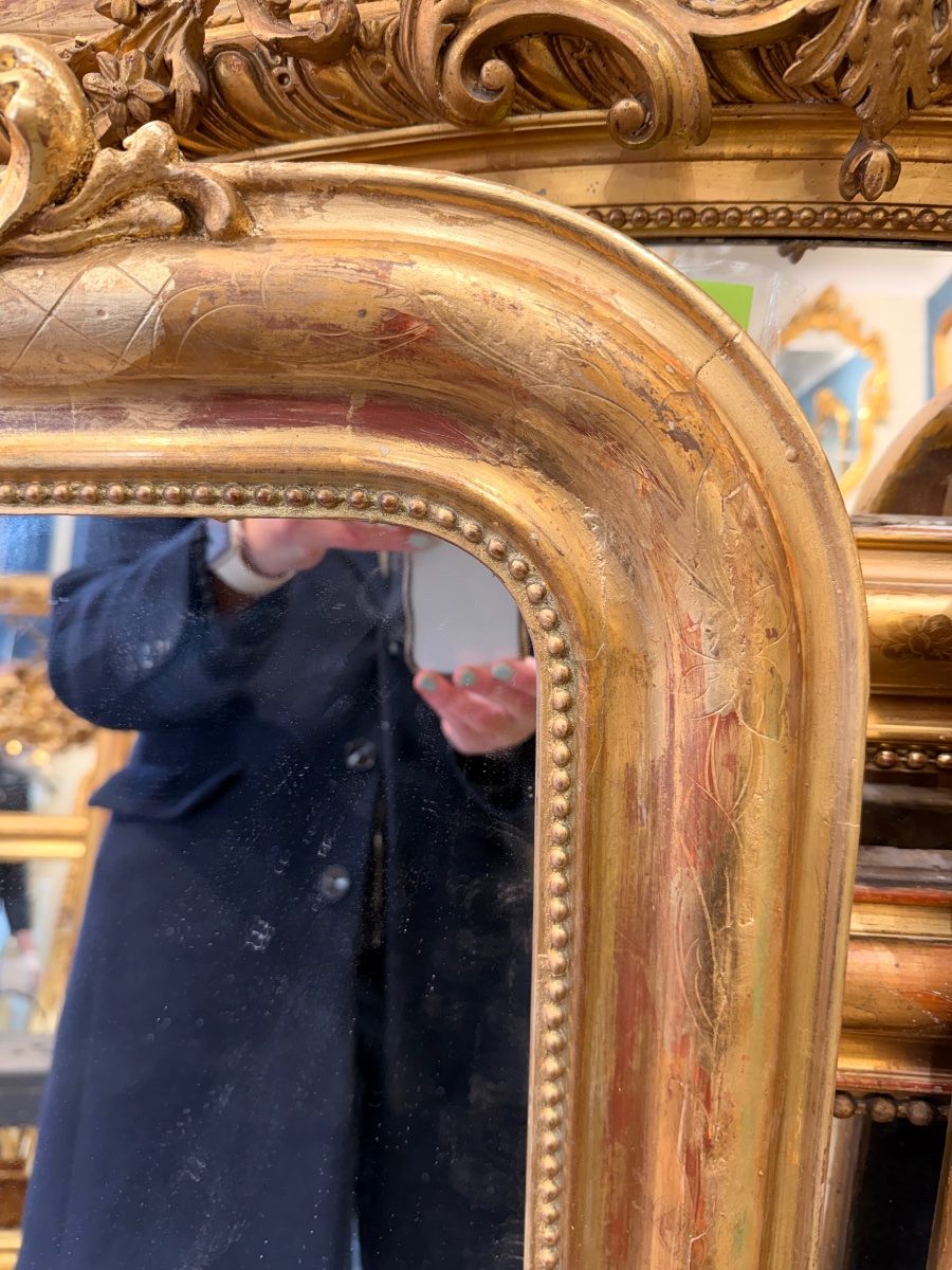 Pair Of Antique Louis Philippe Pediment Mirrors, 99x145 Cm-photo-3