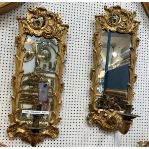 Pair Of Louis XV Mirrors 56x21 Cm