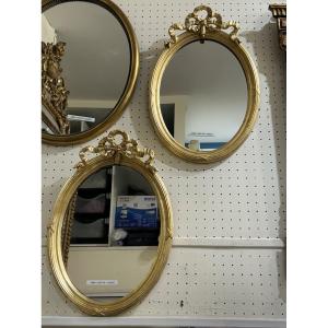 Pair Of Oval Mirrors 52x35 Cm
