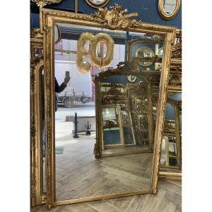 Grand miroir Louis XV glace de cheminée instrument musique 