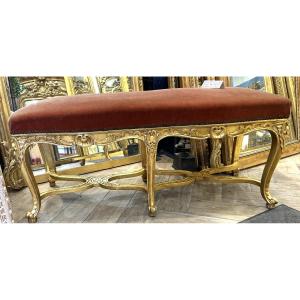 Banquette dorée Louis XV 118LX48Hx50L