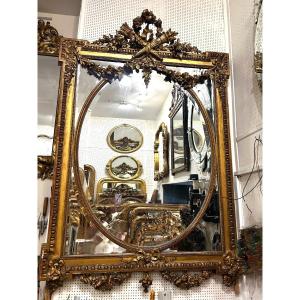 Louis XVI Faceted Mirror, 108 X 158 Cm, Beveled Glass