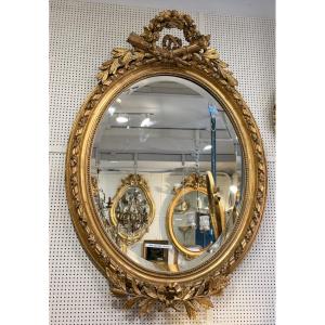 Miroir ovale Louis XVI glace biseauté 82x115 cm