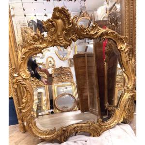 Wide Louis XV Mirror, Beveled Glass, 95x100 Cm