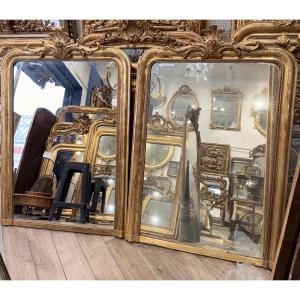 Pair Of Antique Louis Philippe Pediment Mirrors, 99x145 Cm