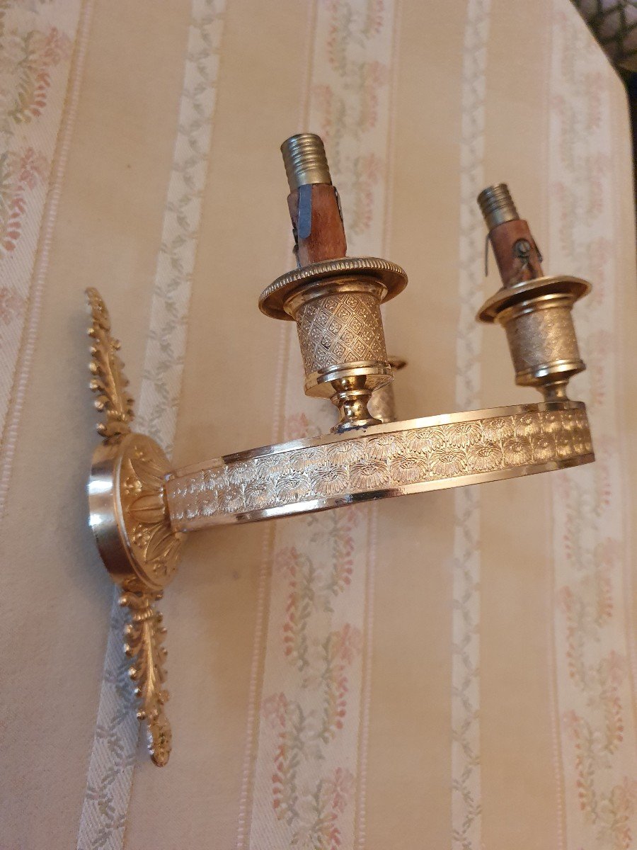 Paire d'Appliques En Bronze Doré-photo-5