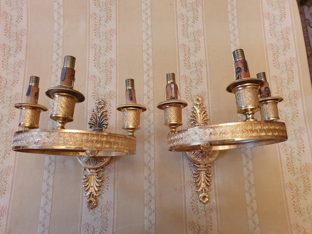 Paire d'Appliques En Bronze Doré