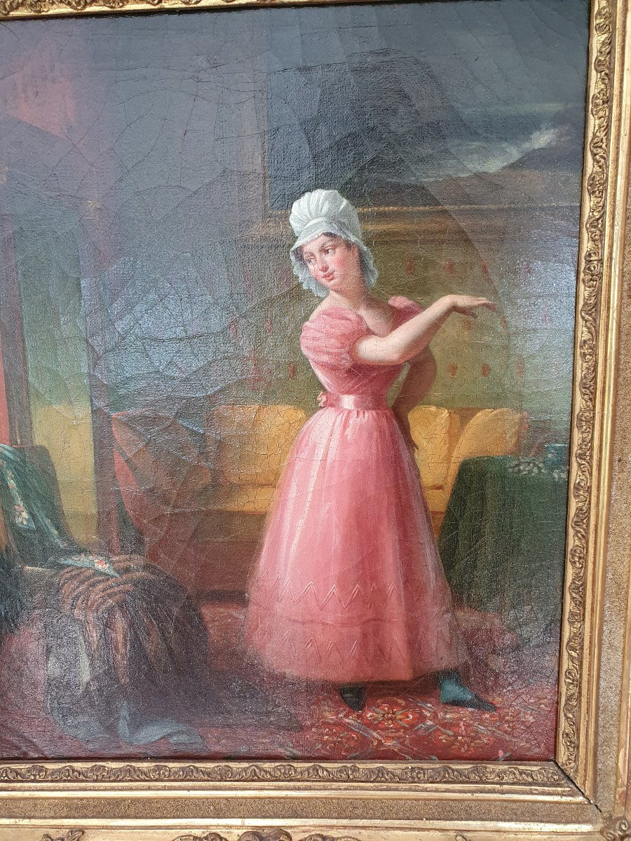 " L'essayage " huile sur toile du XIXe siècle-photo-4