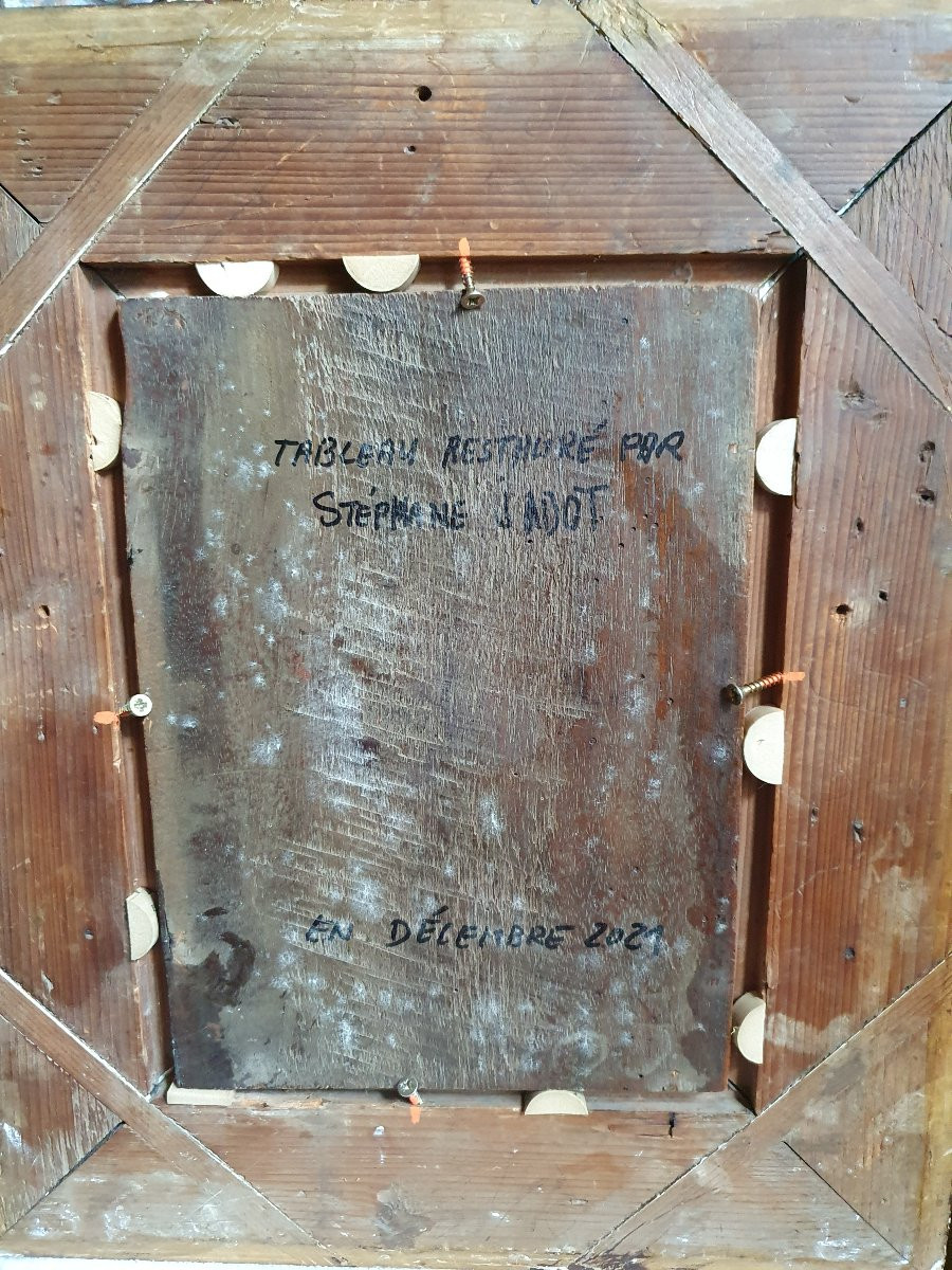 "reading" Oil On Panel, 19th Century-photo-1